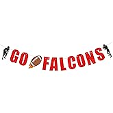 Pre Strung Go Falcons Banner -Falcons party decor, Football team party,Celebration Football Game Day Party Decorations banner Red Glitter