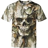 BEYFSJIRI Men's Casual Camouflage T-Shirt Skull Print Short Sleeve Camo Hunting Shirts