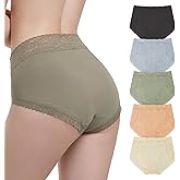 Leduofour Womens Underwear Cotton Lace Underwear for women Ladies Lace Trim panties Comft Briefs Pack