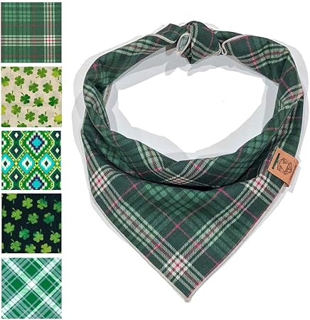 green plaid dog bandana