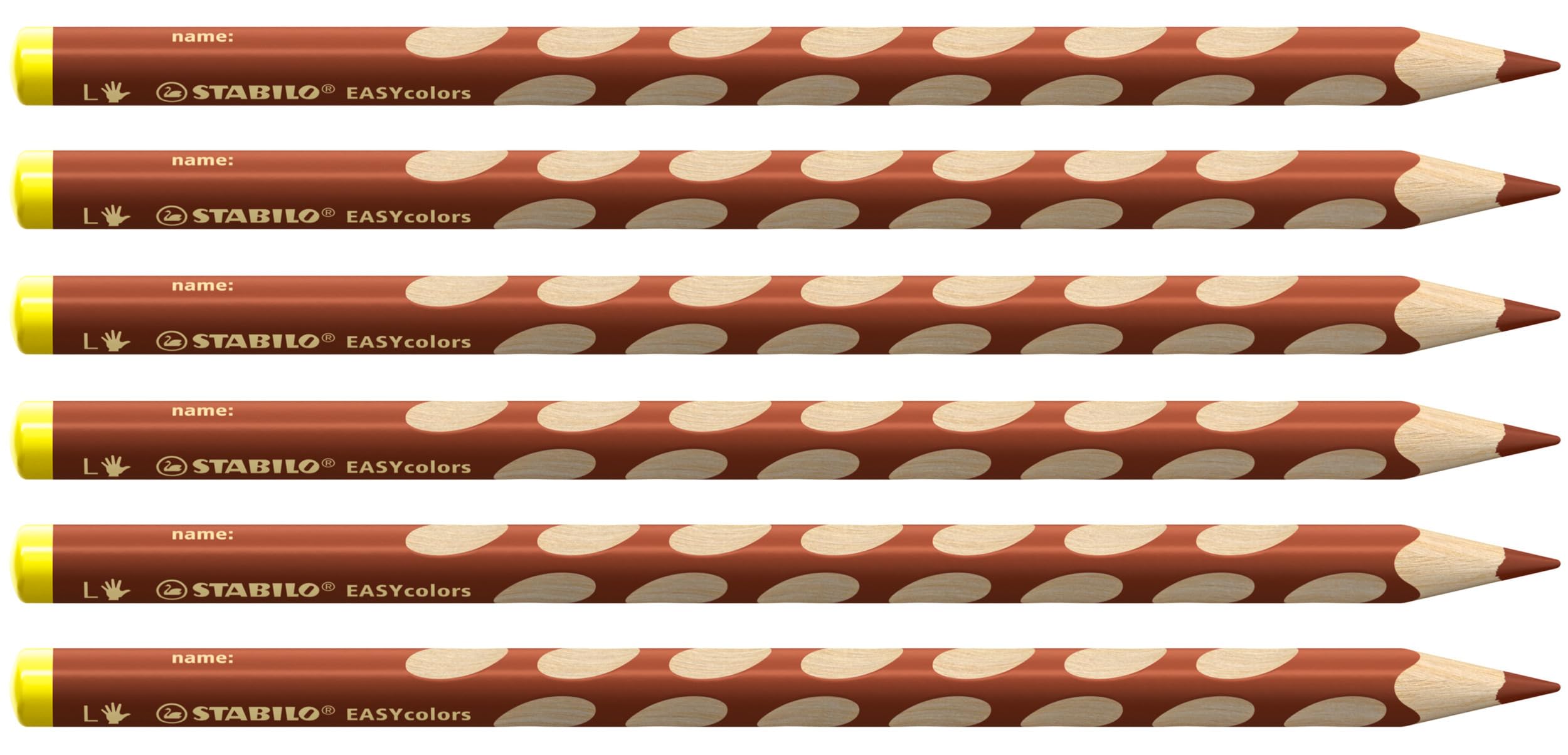 STABILO Ergonomic Colouring Pencil EASYcolors - Left-Handed - Pack of 6 - Brown