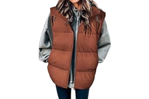 Zeagoo Puffer Vest Women Sleeveless Lightweight Quilted Jacket Stand Collar Zip Up Down with Pockets Winter Outerwear 2025