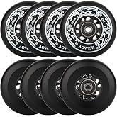 AOWISH Inline Skate Wheels, Outdoor Asphalt Formula, 8-Pack | 85A SHR Roller Hockey Wheels with ABEC-9 Bearings and Floating Spacers Compatible with Roller Blades, Scooters, RipStiks, etc