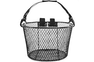 MKUERO Adult Bike Basket Front, Bicycle Basket for Women, Waterproof Metal Wire Bicycle Basket with Carrying Handle, Suitable for Most Adult Bicycles, Practical Bike Accessories