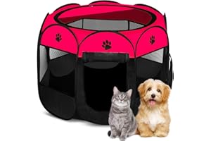 Dog playpens Large, Pen Kennel for Dogs Puppy Cats Rabbits Small Animals, Portable Pets Tent Indoor & Outdoor Red S