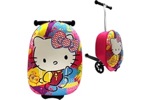 Fast Forward Kid’s Licensed 18" Ride-On Suitcase Scooter - Lightweight Carry-On Foldable Scooter Luggage