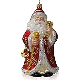 2.75" Limited Edition Kurt Adler Christmas Ornament, Santa Claus Hand Blown Glass Decoration for Holiday Gifts, Made in Poland