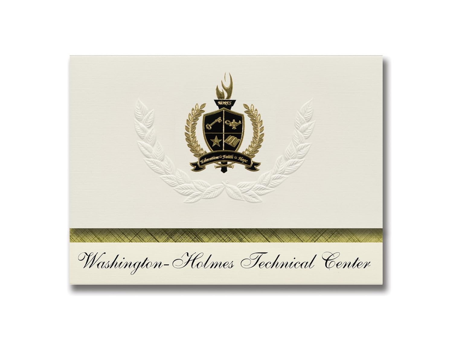 Signature Announcements Washington-Holmes Technical Center (Chipley, FL) Graduation Announcements, Presidential Basic Pack 25 with Gold & Black Metallic Foil seal