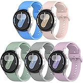 5 Pack Bands Compatible with Samsung Galaxy Watch 4 5 6 7 40mm 44mm, Galaxy Watch 4 6 Classic, Galaxy Watch 5 Pro, 20mm Sport Silicone Watch Band Adjustable No Gap Strap