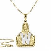 OANM studio Western Cowgirl Initials Gold Necklace, 14k Gold Plated Western Necklace for Women, Non Fading Handmade Valentine's Day Christmas New Year Gift.