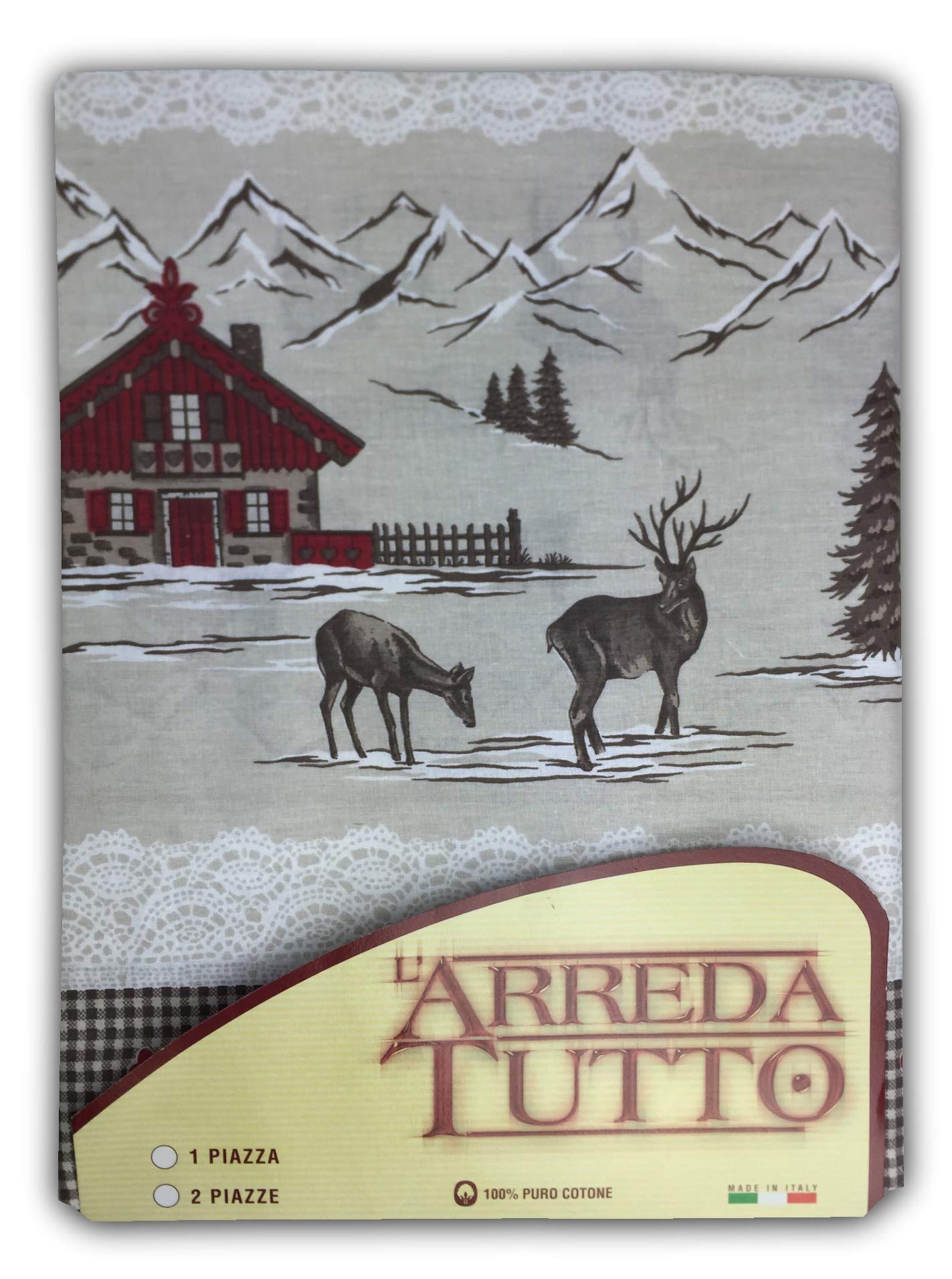 Tex family Large Scarf Throw Sofa Cover Tyrolean Fabric Red Mountain - Single