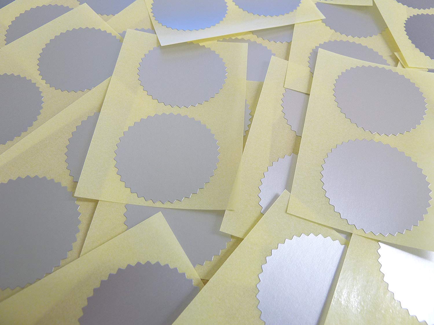 42mm Serrated Edge, Matt Silver, Certificate Wafer Company Seal Labels, Stickers for Embossing, Awards & Rewards