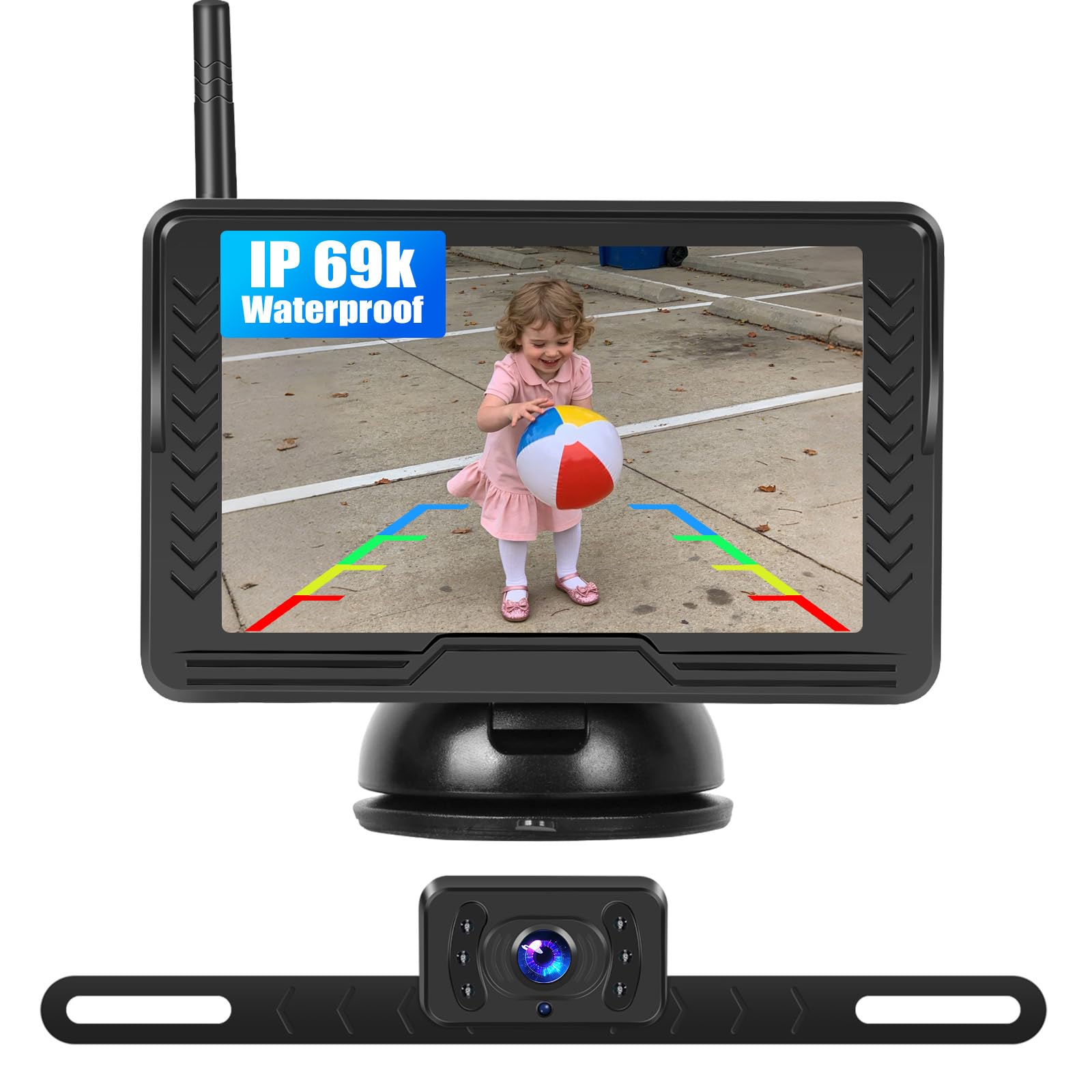 Wireless Backup Camera for Cars with 5 Inch Monitor Digital Signal Stable Reverse Camera Night Vision for Truck/Car/Pickup/SUV/ IP69 Waterproof