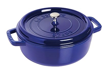 STAUB Cocotte Redonda Baja, Hierro Fundido, Azul, 26 cm