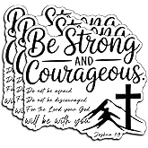 (3Pcs) Be Strong and Courageous Bible Vers Stickers Christian Inspirational Bible Waterproof Vinyl Decal Kindle Water Bottle Bumper Car Hard Hat Phone Laptop Religious Scripture Prayer Gifts - 3x2.8
