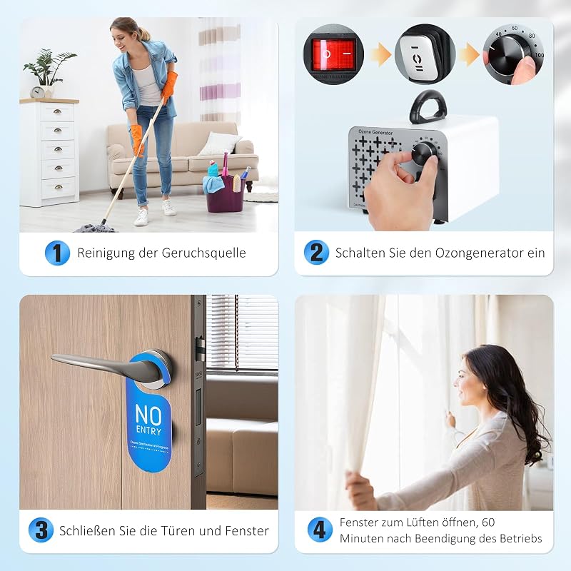 2 In 1 Ozongenerator 100,000mg/H, Ozongerät Negativ Ionen Luftreiniger mit Ozon und Negative Ion Modus, O3 Ozonisator Ozone Generator mit 120 Min Timer, Ozonator für Auto Wohnung und Feinstaub — Foto 6 von 7
