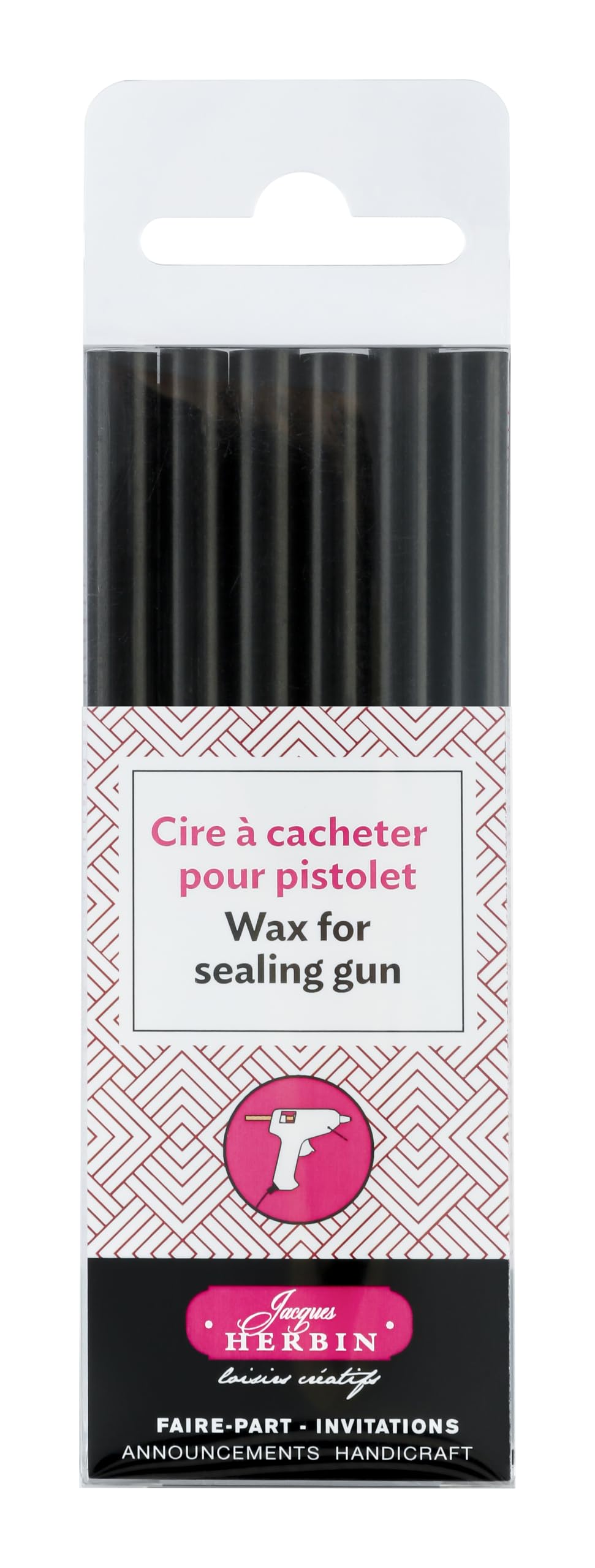Jacques Herbin 35809T - Pack of 6 Special Sealing Wax Sticks - Made for Wax Guns - Black Colour - Manufactured in Fance - Creative Art Tool - Correspondence