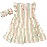 HonestBaby Baby-Girls 2-Piece Outfit Dress & Headband Set for Infant, Baby and Toddler Girls