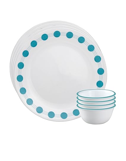 Corelle South Beach Glass Dinnerware Set, 8-Pieces, Blue/Green