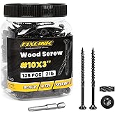 Deck Screws 3 Inch, 138PCS, 2lb, FIXLINK #10 x 3 Wood Screws | Rust Resistant, Epoxy Coated, Exterior Wood Screws for Outdoor Fence/Frame, Torx/Star Drive, Coarse Thread, T25 Bit Included