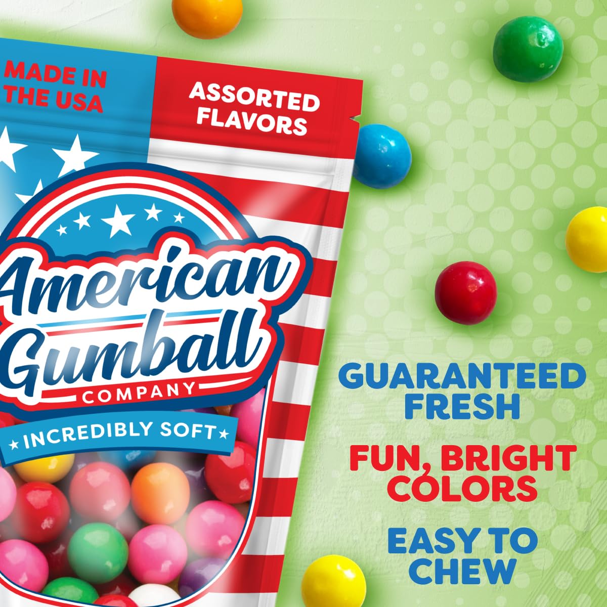 American Gumball Company Refill Gumballs 2 Pound Bag - .62 inch Small Gumballs for 1/2
