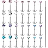 Lsnevsie 20G 18G 16G Threadless Nose Rings Studs Flat Back Earrings Surgical Stainless Steel Opal Nose Rings Stud Tragus Helix Conch Cartilage Earrings Piercing Jewelry For Women Men Hypoallergenic