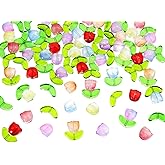 Penta Angel Tulip Beads 50Pcs(25Sets) Assorted Color Transparent Glass Flower Beads Handcrafted Acrylic Spacer Loose Beads Charm for Earrings Bracelets Necklace Jewelry Making (50)