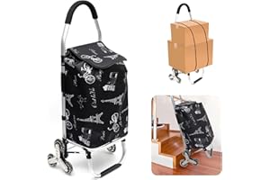 Folding Shopping Trolley Grocery Cart with Removable Waterproof Canvas Bag and Stair Climbing Wheels Super Loading Portable U