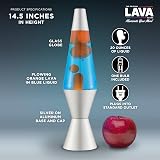 Lava Lamp 2117 Orange Wax Blue Liquid Silver Base Cap 14.5in view 3