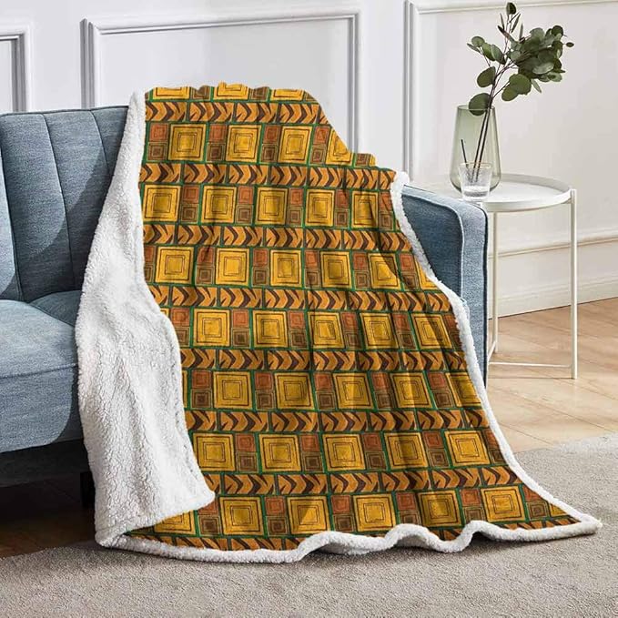 YUAZHOQI Zambia Decorative Throw Blanket, Kenya Motif with Geometrical