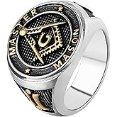 SMANXEY Masonic Master Mason Signet Ring - Titanium Steel Freemason Ritual Ring with Jachin Boaz G Symbol Blue Lodge Jewelry for Men's