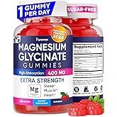 Magnesium Glycinate Gummies 400mg, High Absorption Magnesium Supplement for Adults and Kids, Supports Evening Routine & Inner
