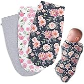 Henry Hunter Baby Swaddle Sack | The Simple Swaddle | Soft Stretchy Cotton Swaddles for Newborns | Baby Swaddles 0-3 Months, Swaddle Blankets Baby Girl, Pack of 3, Garden | Rose | Light Heather