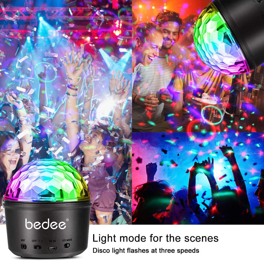 Luci Discoteca LED, bedee Luci Palco LED Palla Discoteca 9 Colori,USB Alimentata luci discoteca con Telecomando Effetti Luce Musica Attivata per party bar Birthday Club Disco DJ Regalo Bambini
