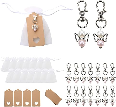 20 unidades de recuerdo para invitados de boda, ángel de la guarda + bolsa de organza para bodas, bautizos, Navidad, comunión, confirmación, regalo para invitados (blanco): Amazon.es: Hogar