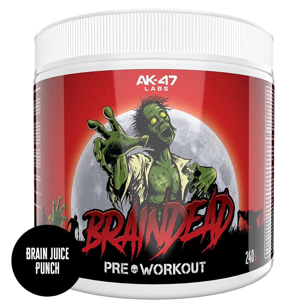 AK 47 Labs Braindead Pre - Workout Energy Drink Powder with Beta Alanine, Caffeine, Vitamin C and Vitamin B Complex 240g / 30 Servings | Juice Punch