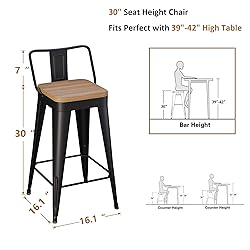 WENTMENT Bar Stools Set of 4 Counter Height Bar
