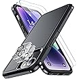 SPIDERCASE for iPhone 14 Case/iPhone 15 Case, [15 FT Military Grade Protection] 2 Pack [Tempered Glass Screen Protectors+Camera Lens Protectors] Heavy Duty Shockproof Case, Black