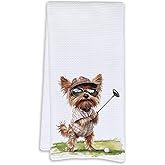 Cabana Bro Funny Golf Yorkshire Terrier Kitchen Towels, Yorkie Gifts Dish Tea Towels for Kitchen Bathroom Decor, Funny Golf Golfer Gifts for Men Women Hand Towel, 16x24 Inch