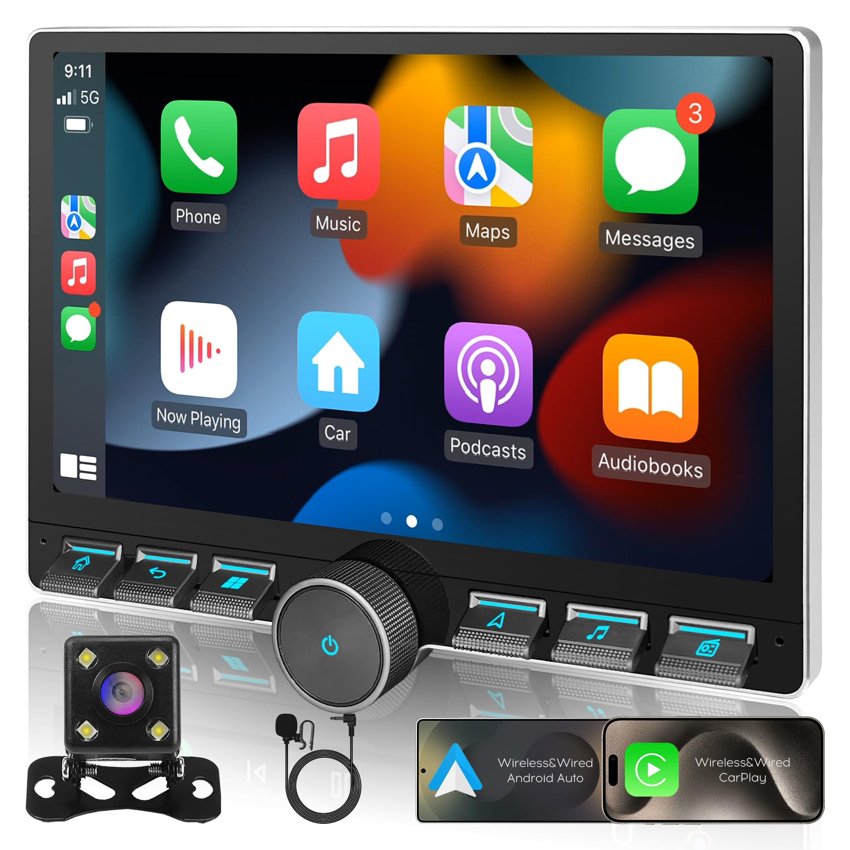 Photo 1 of WENMENGDE 10" IPS QLED 1080P Full Touch 2+32G Double Din Car Radio Audio Video Stereo Receivers with Apple CarPlay Android Auto Rearview Camera BT Split Screen WiFi SWC PIP DSP GPS Navigation