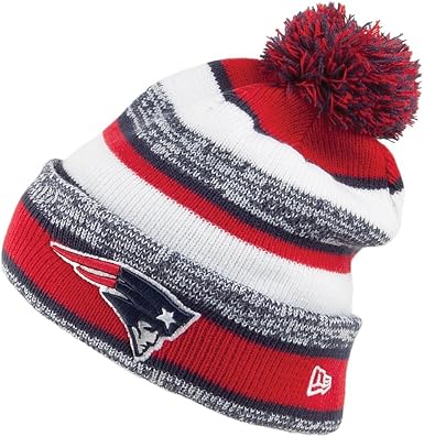 New Era New England Patriots Bobble Hat Sport Knit Blue Red Blue Red 1 Size Amazon Co Uk Clothing