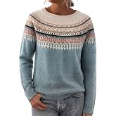 ONLYSTORY Womens Fair Isle Sweaters Fall Winter Trendy Vintage Sweater Seniors Crewneck Knit Wool Pullover Tops 2026