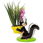 Silver Buffalo Disney Bambi Flower Skunk 6-Inch Ceramic Planter with Artificial Succulent | Faux Indoor Plants for Desk Shelf