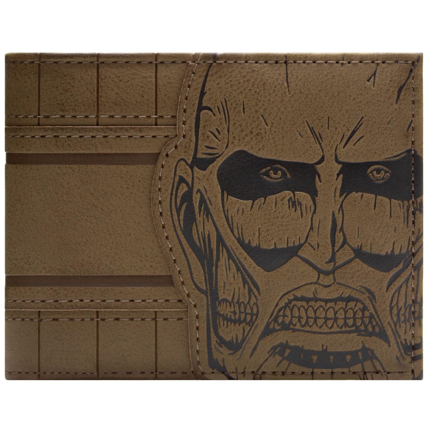 Attack on Titan Colossal God of Destruction Wallet Bi-Fold ID & Card Holder, Brown