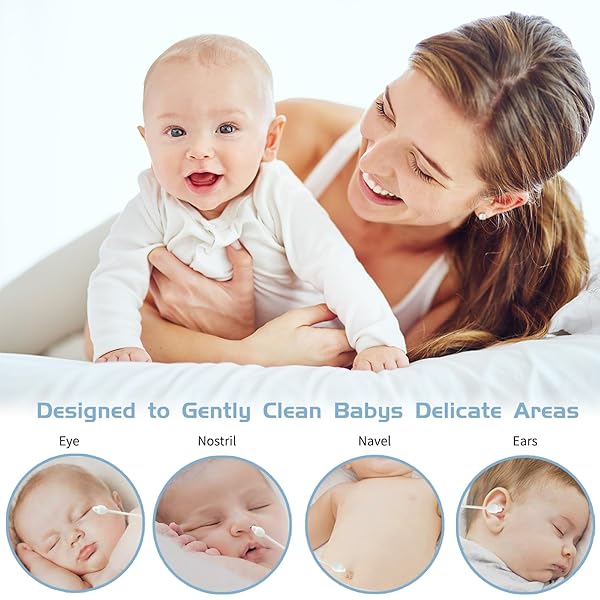 KIDS SAFETY COTTON SWABS WITH LARGE TIPS FOR NEWBORN, BABIES,INFANTS, KIDS, CHILDREN BABY COTTON BUDS WITH PAPER STICK (4 PACKS 224 PCS TOTAL)