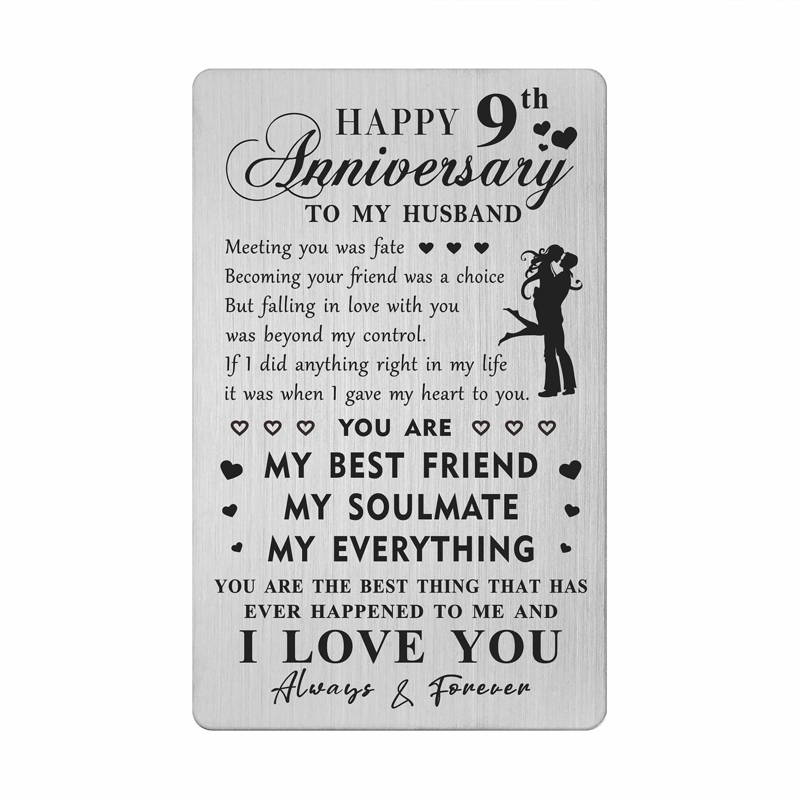 HYHYDHP 9th Anniversary Card Gifts for Husband - Happy 9 Year Anniversary Card for Him Men