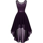 BeryLove Sequin Wedding Guest Formal Cocktail Dresses Prom Party Lace High Low Bridesmaid Elegant Dress