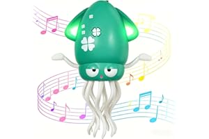 HLXY Dancing Octopus Baby Toy - Electric Crawling Octopus Tummy Time Toy - USB Rechargeable Dancing Musical Squid Toys with Lights, Birthday Gifts for 3 4 5 6 Year Old Boys Girls, Funny Desk Decor (Green)