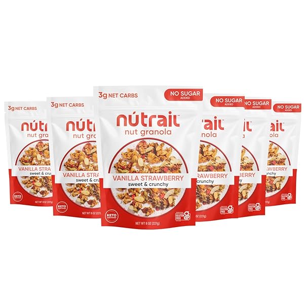 NUTRAIL NUT GRANOLA CEREAL, VANILLA STRAWBERRY, NO SUGAR...