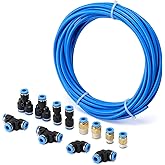 AIRTOON Air Hose Pipe Tube Kit 6mm OD with 1/4” Push to Connect Air Fittings (13 PCS)，Pneumatic Air Line Connector